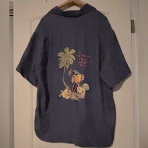 Caribbean Shirt Mens Blue Button Up Hawaiian embroidered XL ♥️ #56